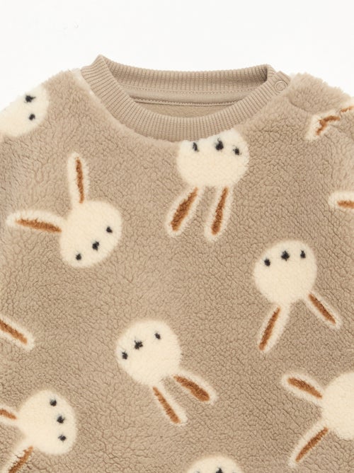 Sweater met ronde hals en schapenvachteffect - Kiabi