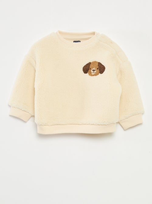 Sweater met ronde hals en schapenvachteffect - Kiabi