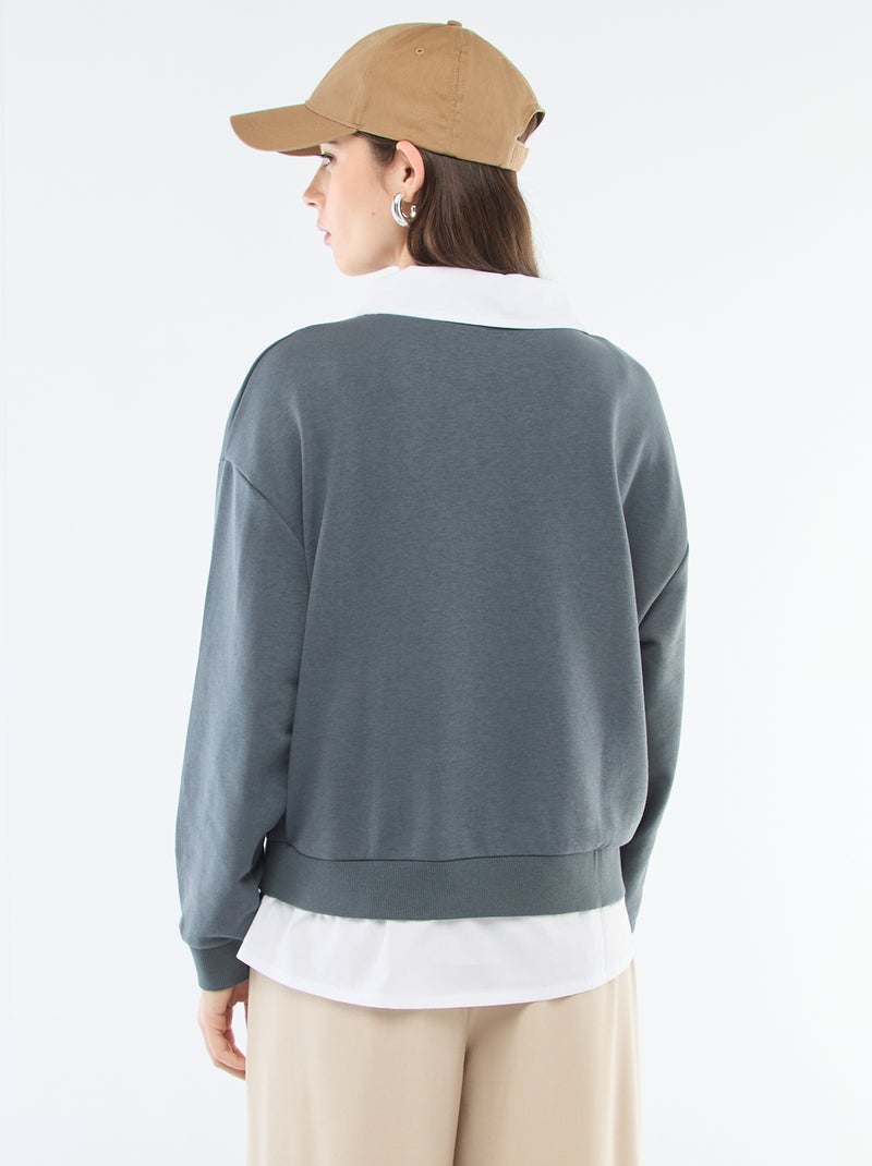 Sweater met ronde hals in 'campus'-stijl Grijs - Kiabi