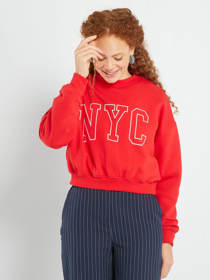 Sweater met ronde hals 'New York' ROOD - Kiabi