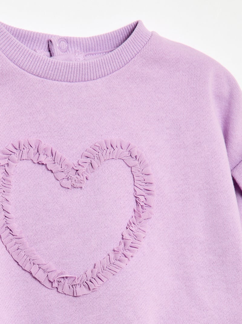 Sweater met ronde hals van lichte sweaterstof met motief Paars - Kiabi