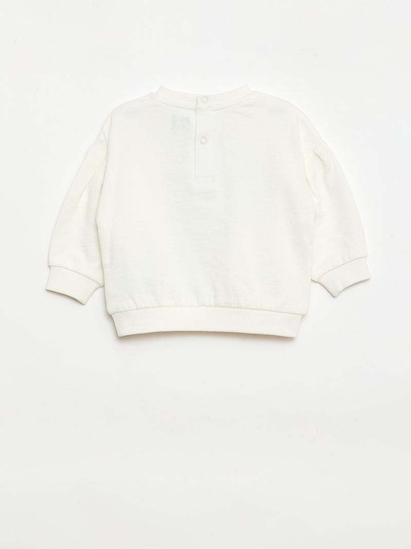 Sweater met ronde hals van lichte sweaterstof met motief Wit - Kiabi