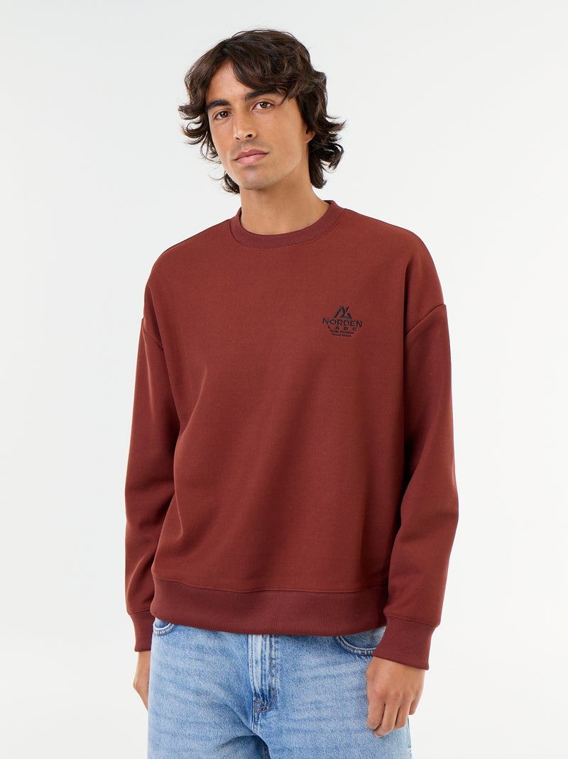 Sweater met ronde hals van piquéstof Bruin - Kiabi