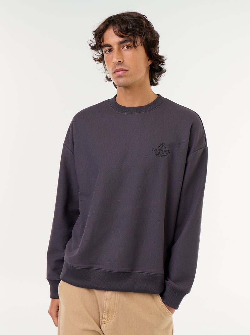 Sweater met ronde hals van piquéstof Grijs - Kiabi