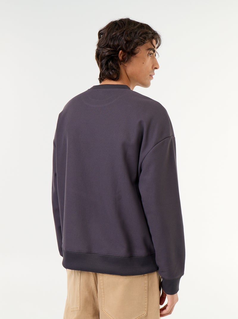 Sweater met ronde hals van piquéstof Grijs - Kiabi