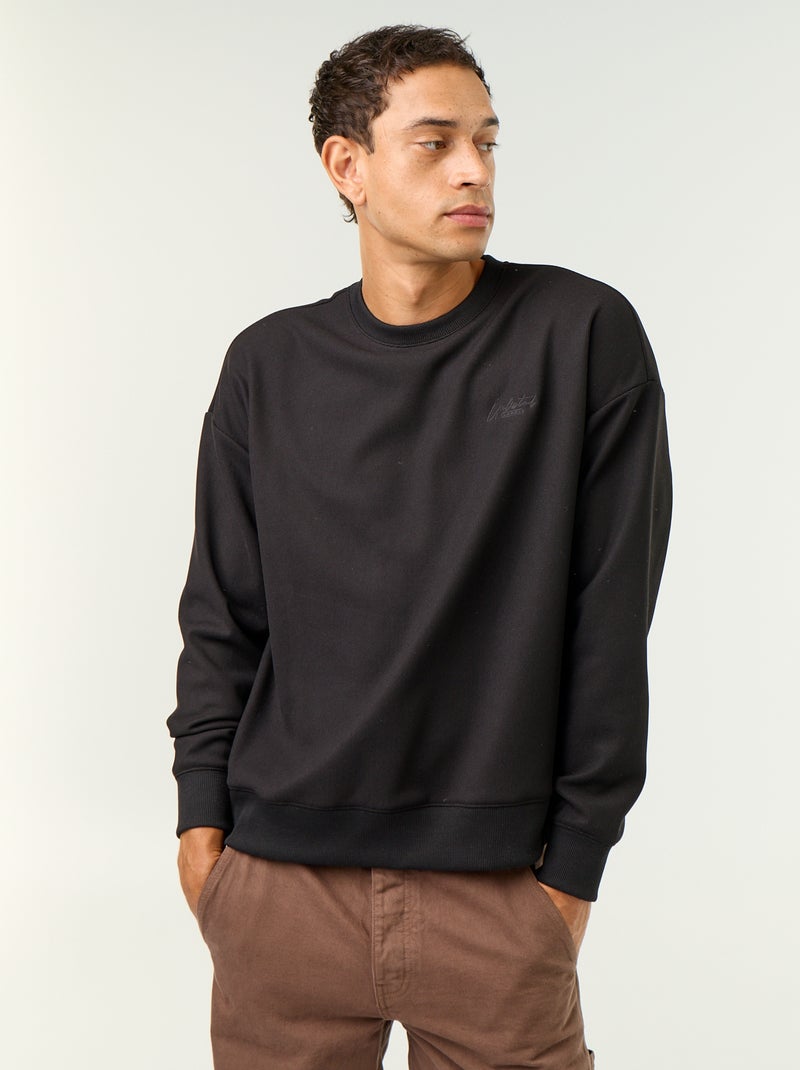 Sweater met ronde hals van piquéstof Zwart - Kiabi