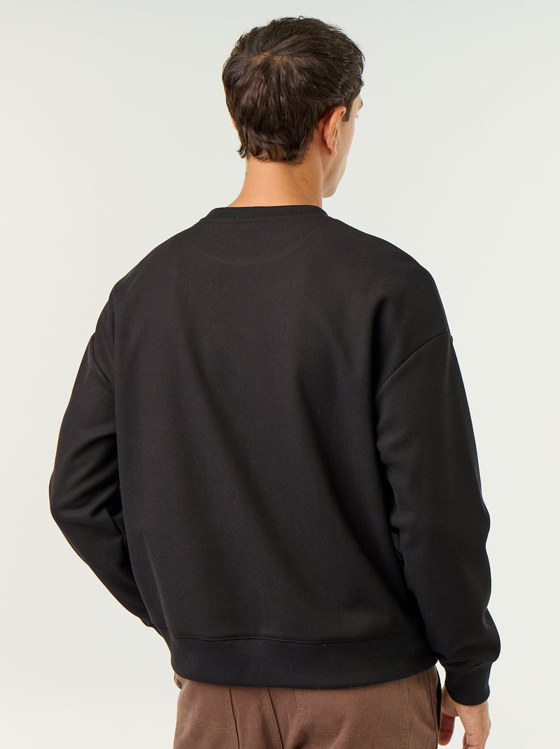 Sweater met ronde hals van piquéstof Zwart - Kiabi