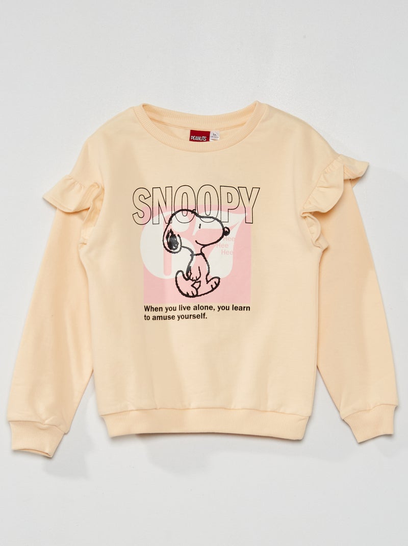 Sweater met ruches 'Snoopy' BIEGE - Kiabi