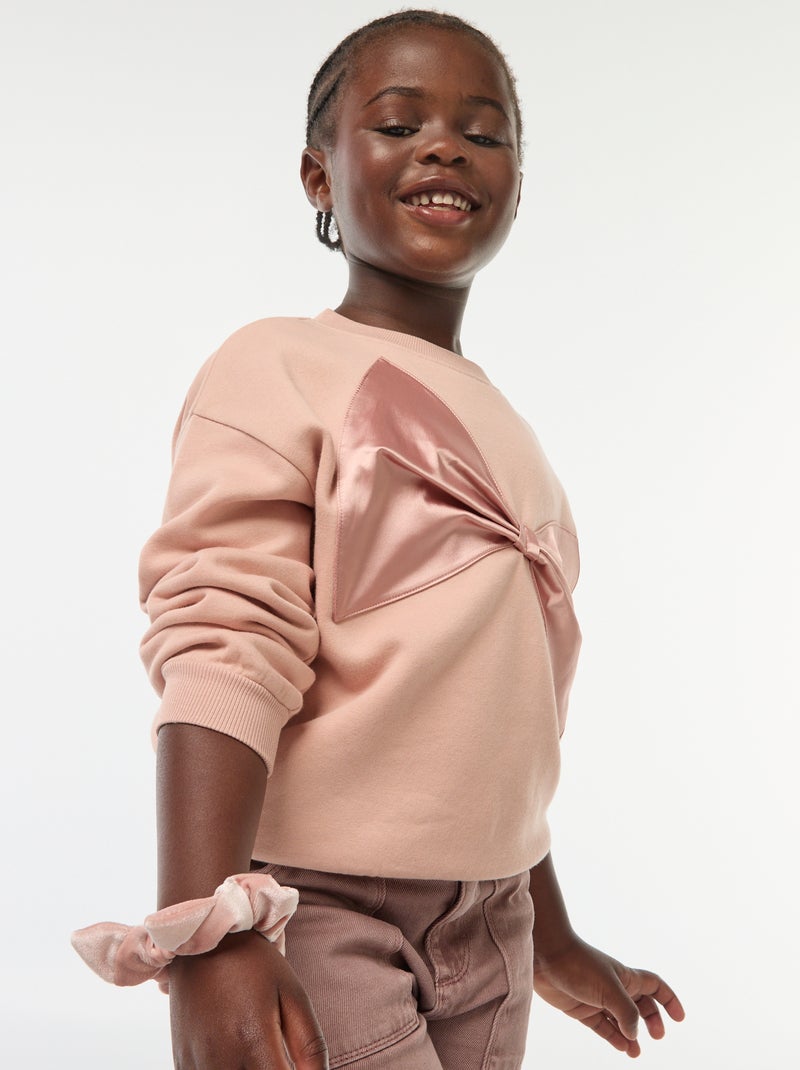 Sweater met satijnen strik Rose - Kiabi