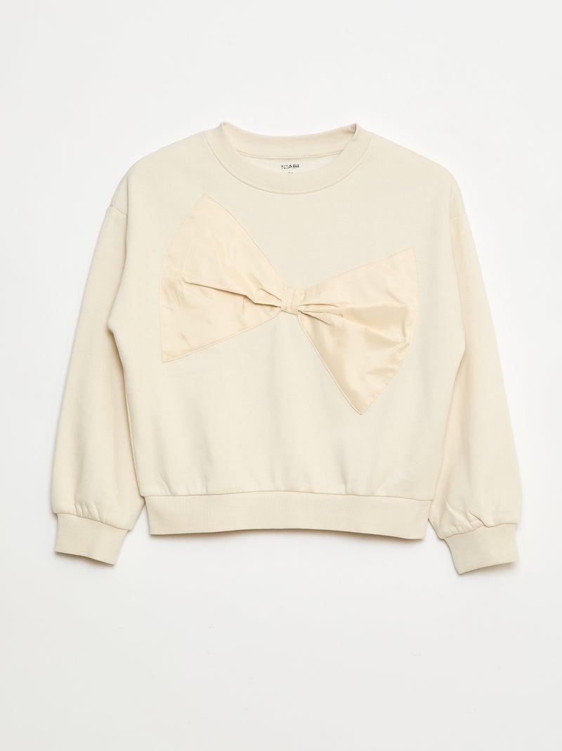 Sweater met satijnen strik Wit - Kiabi
