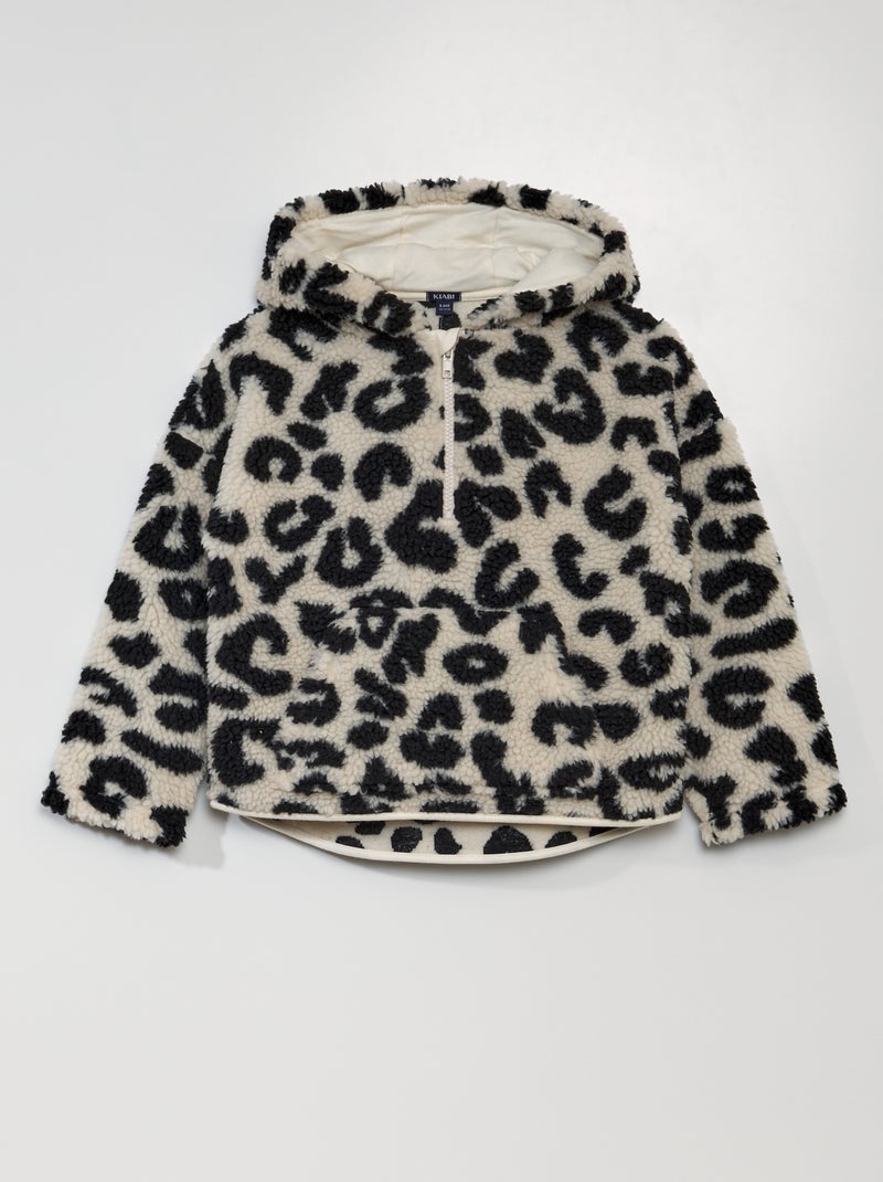 Sweater met schapenvacht effect met schipperskraag BIEGE - Kiabi