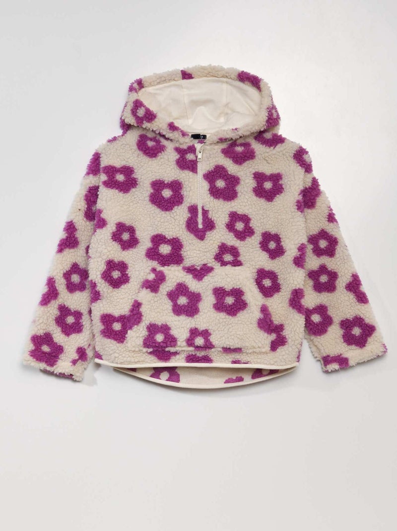 Sweater met schapenvacht effect met schipperskraag BIEGE - Kiabi
