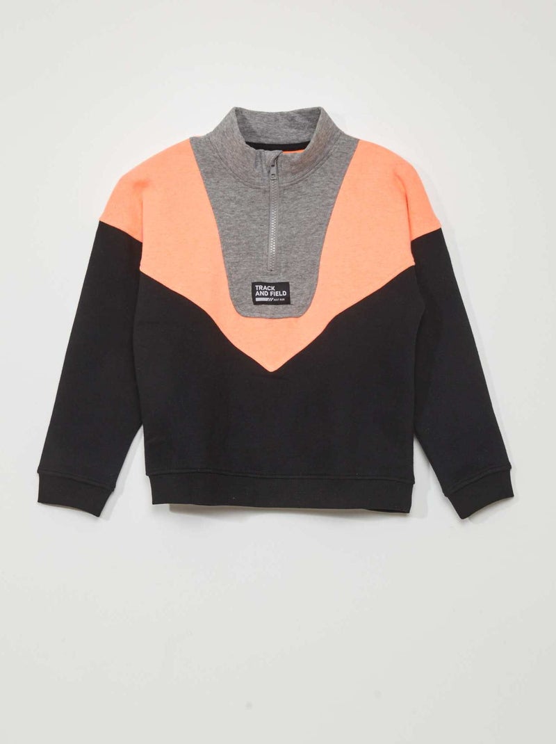 Sweater met schipperskraag en colorblock-patroon ORANJE - Kiabi