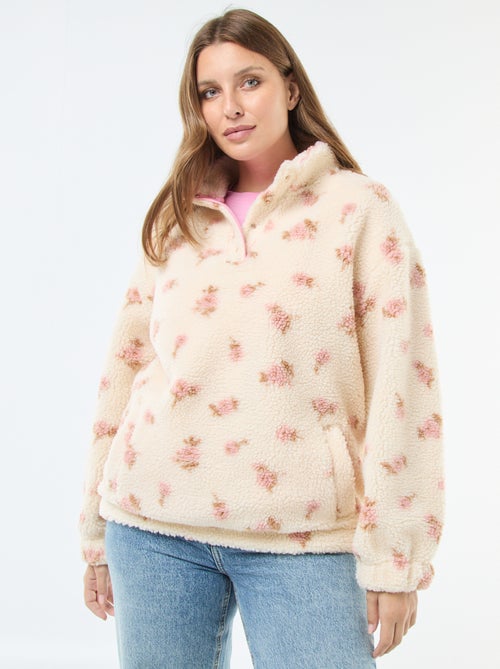 Sweater met schipperskraag en schapenvachteffect - Kiabi