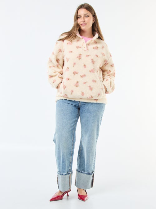Sweater met schipperskraag en schapenvachteffect - Kiabi