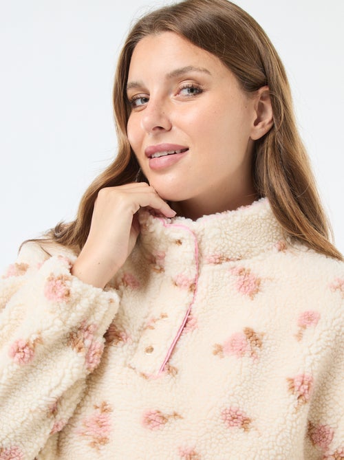 Sweater met schipperskraag en schapenvachteffect - Kiabi