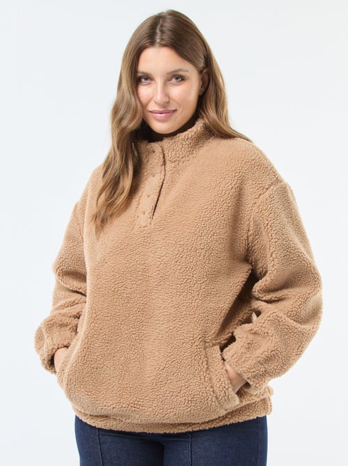 Sweater met schipperskraag en schapenvachteffect - Kiabi