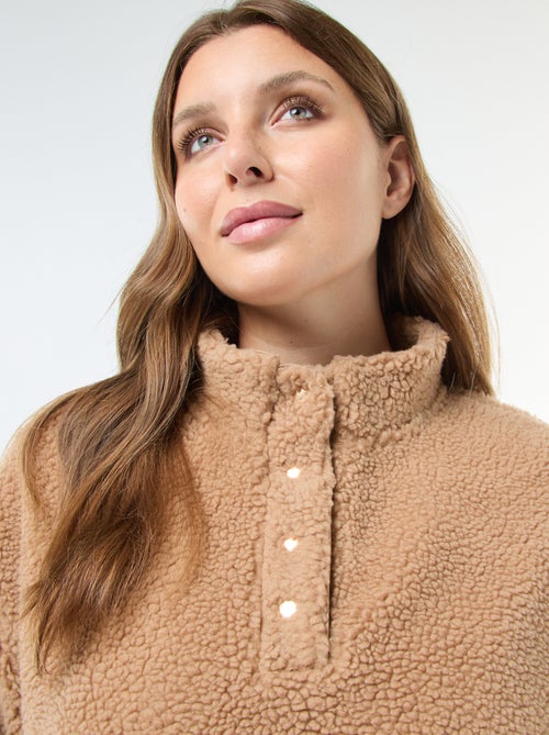 Sweater met schipperskraag en schapenvachteffect - Kiabi