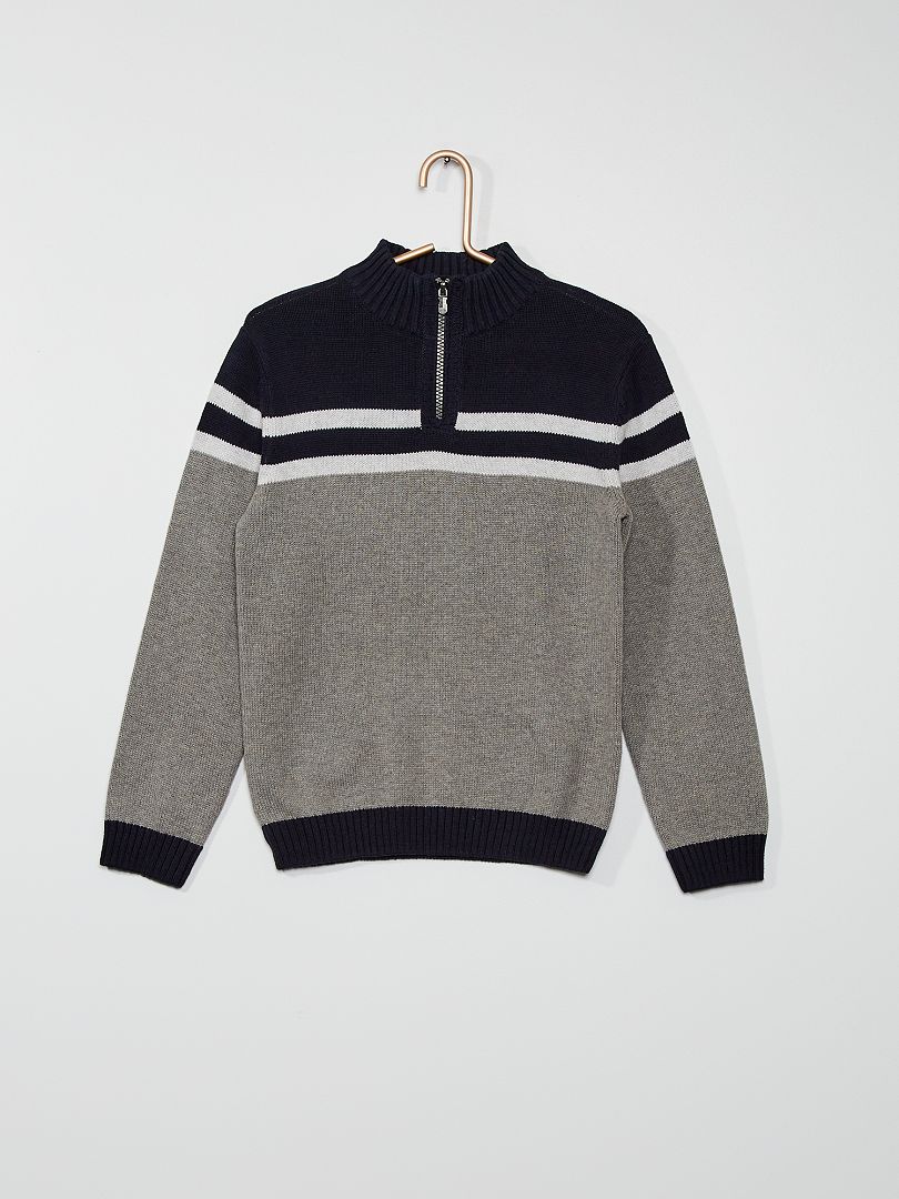 Sweater met schipperskraag GRIJS - Kiabi