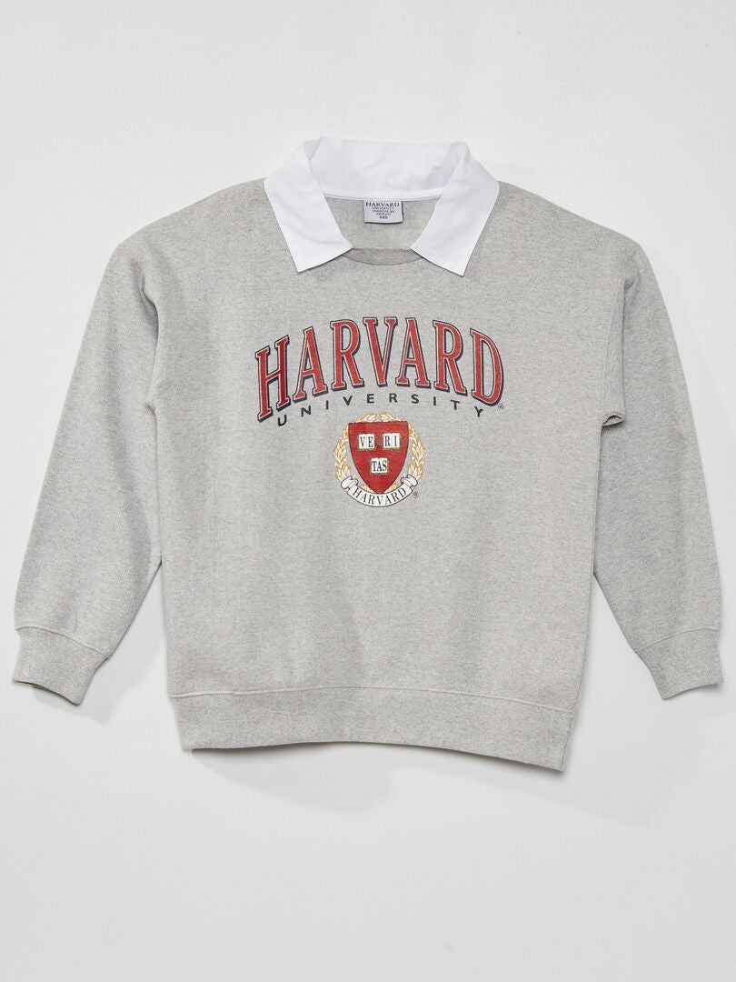 Sweater met sierkraag 'Harvard' GRIJS - Kiabi