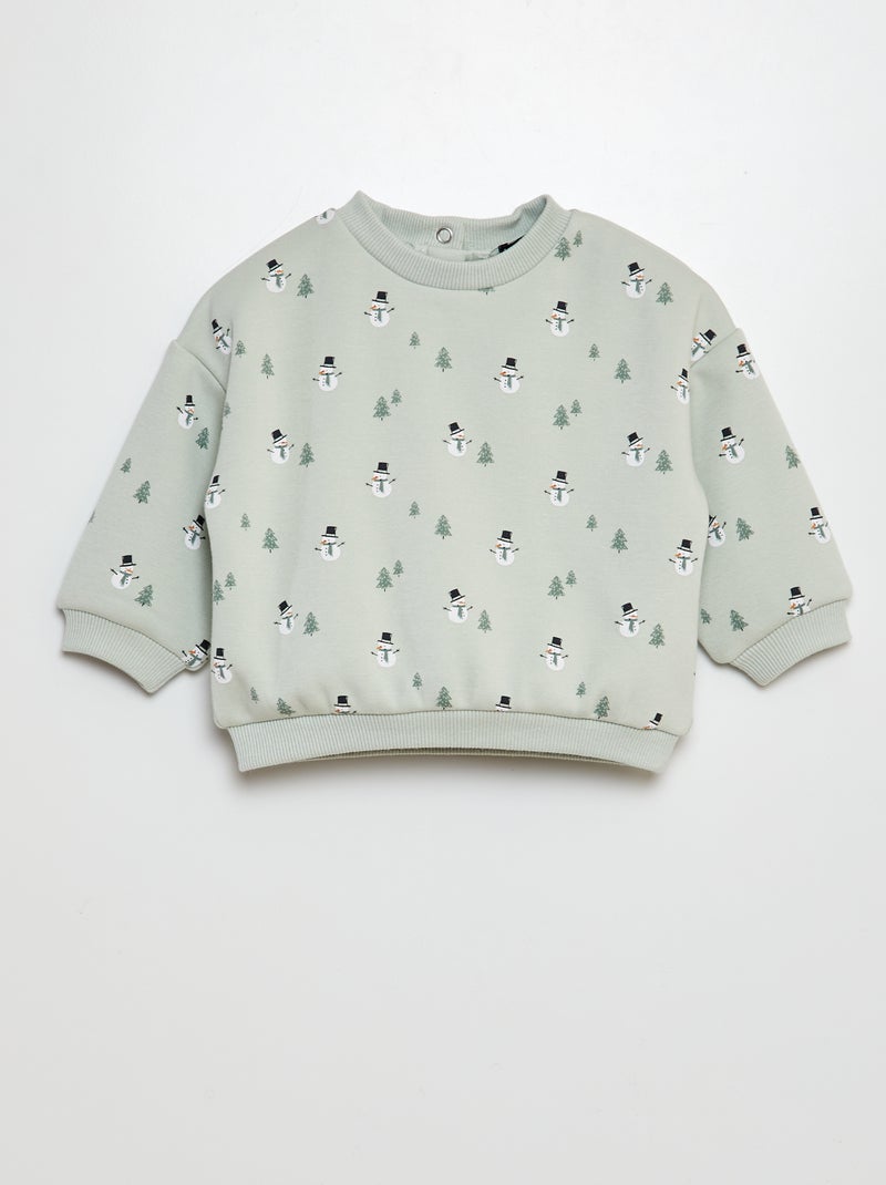 Sweater met sneeuwmanprint BLAUW - Kiabi