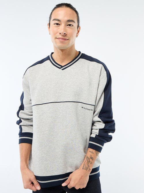 Sweater met V-hals van french terry - Kiabi