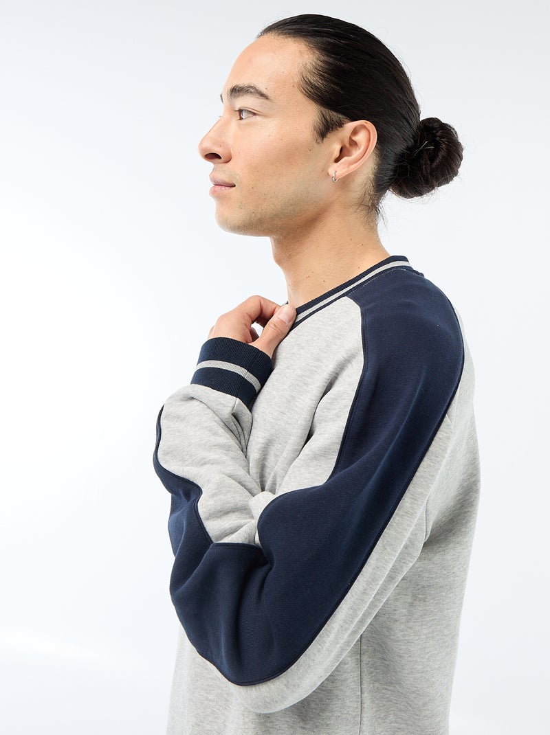 Sweater met V-hals van french terry Grijs - Kiabi