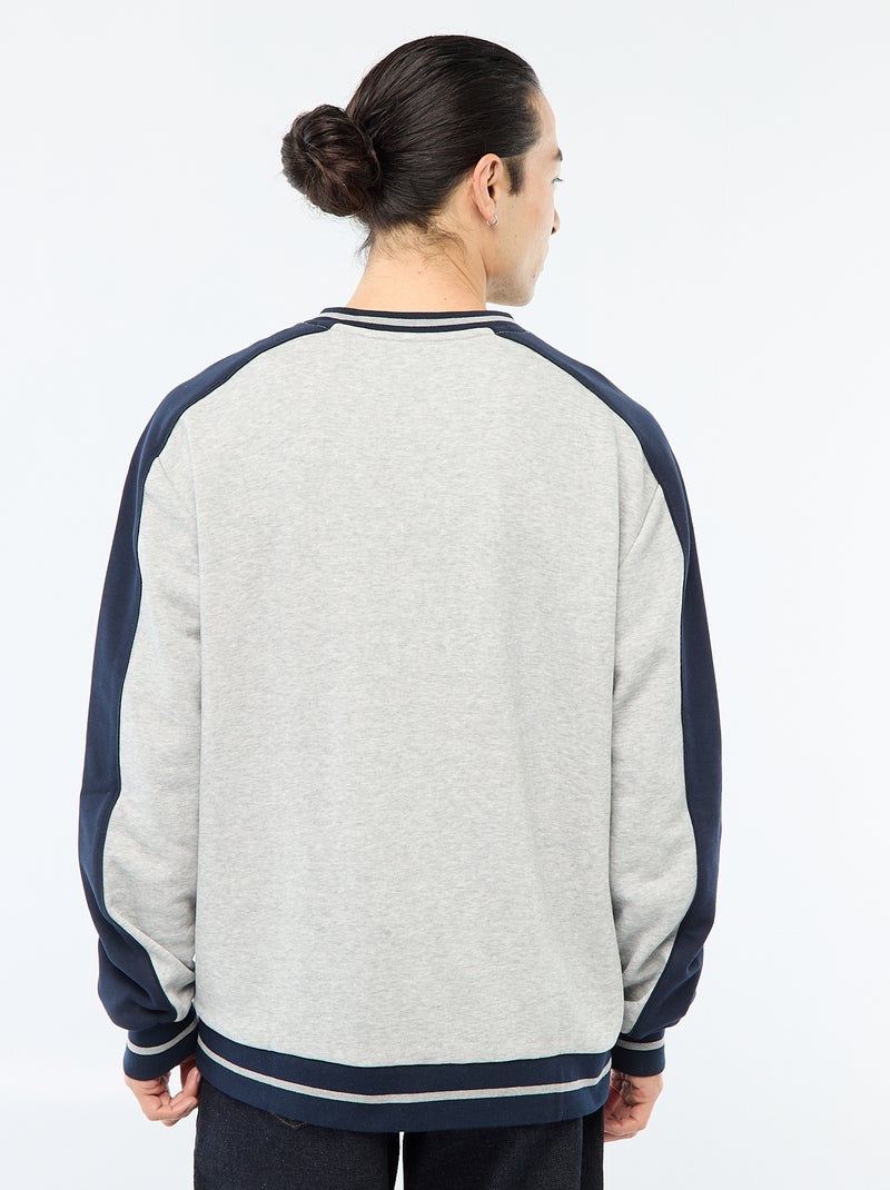 Sweater met V-hals van french terry Grijs - Kiabi