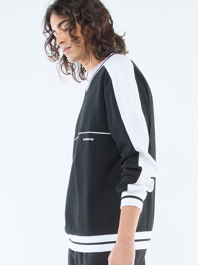 Sweater met V-hals van french terry Zwart - Kiabi