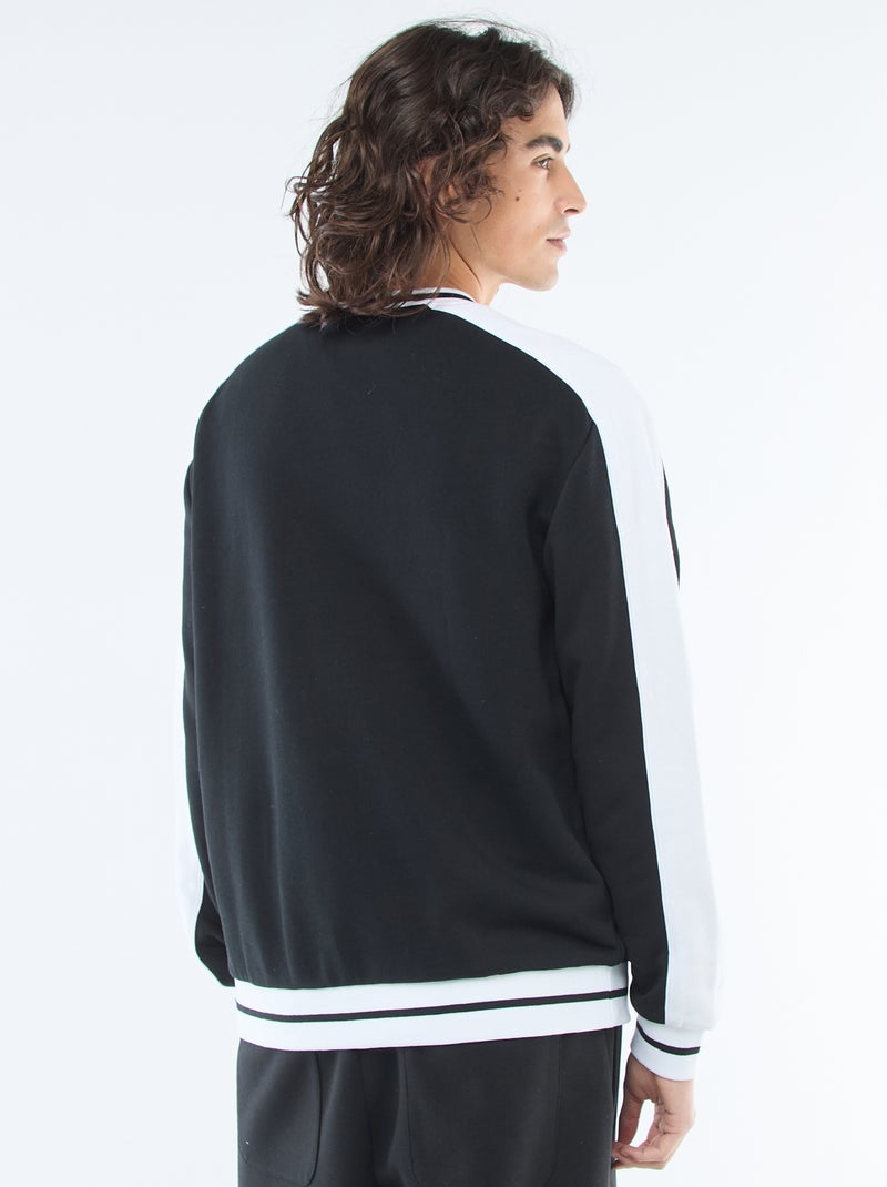 Sweater met V-hals van french terry Zwart - Kiabi