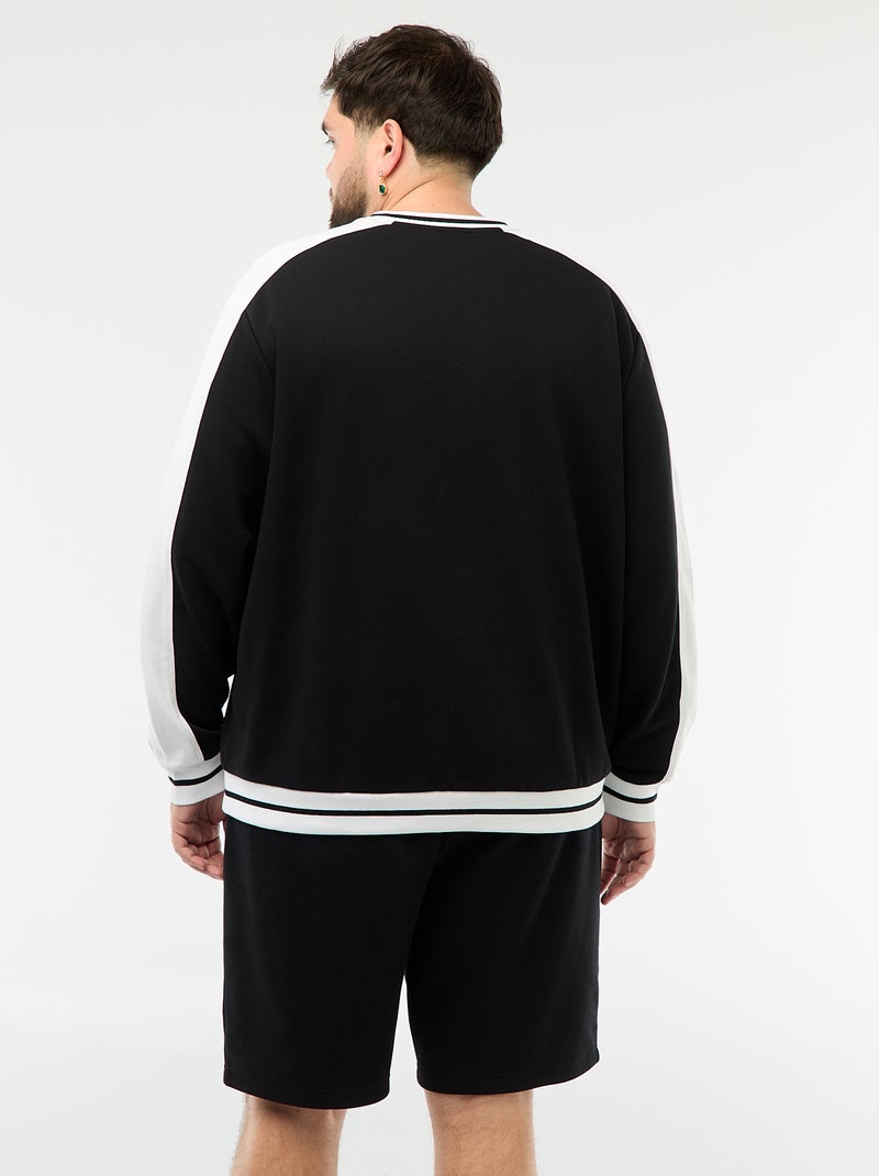 Sweater met V-hals van French Terry Zwart - Kiabi