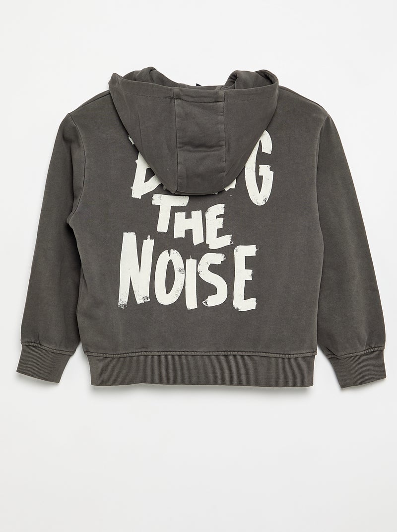 Sweater met verwassen look, capuchon en kangoeroezakken Grijs - Kiabi