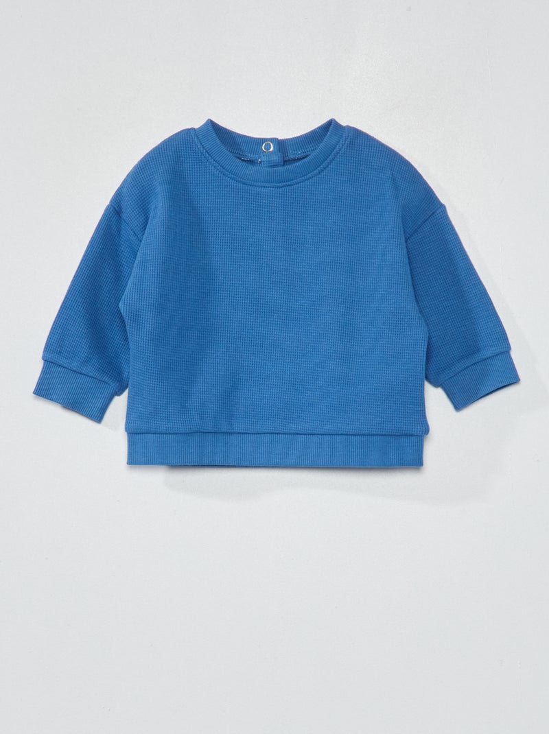 Sweater met wafeltextuur BLAUW - Kiabi
