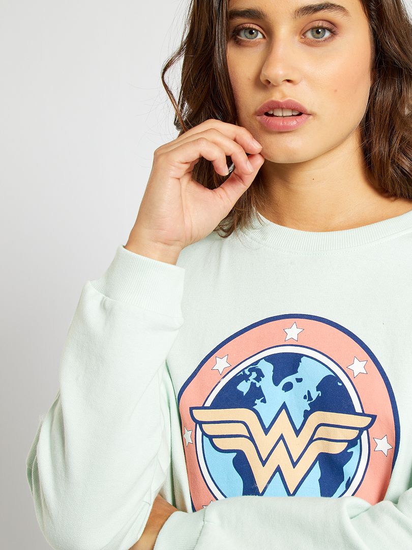 Sweater met 'Wonder Woman'-print blauw - Kiabi
