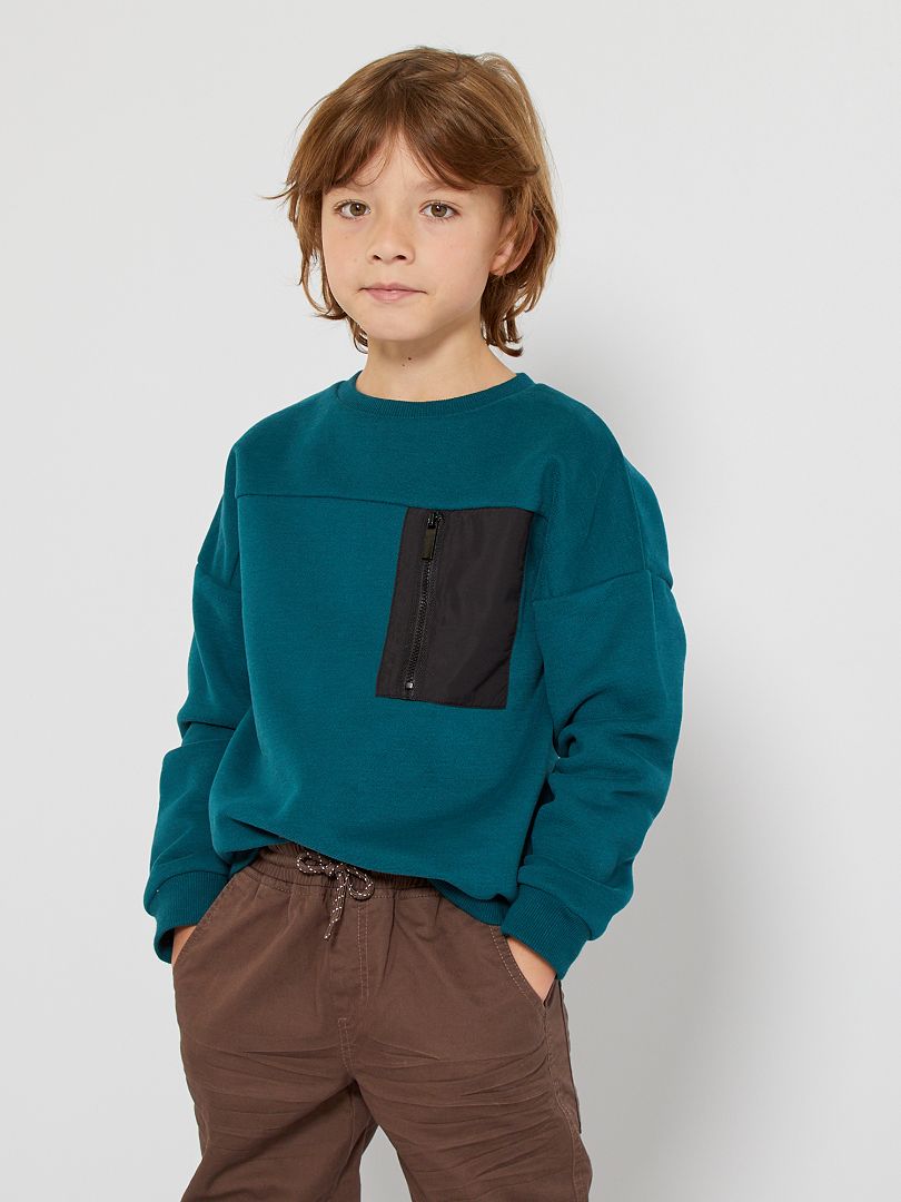 Sweater met zakje GROEN - Kiabi