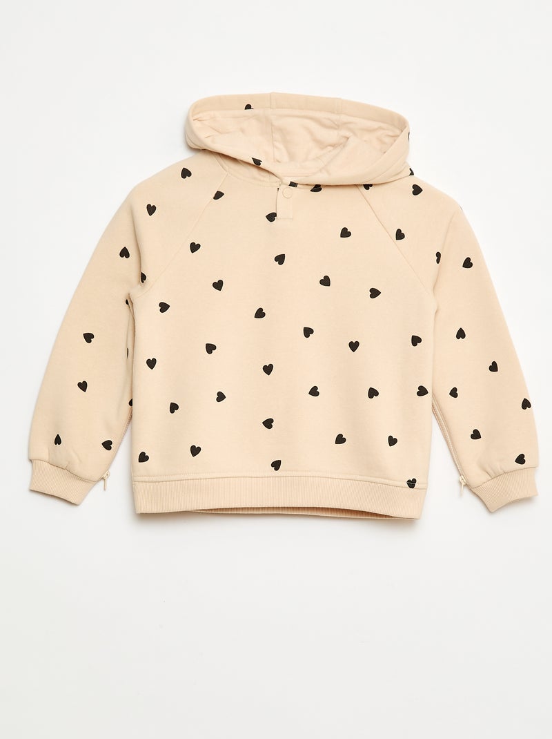 Sweater met zijdelingse ritssluitingen - So Easy Biege - Kiabi