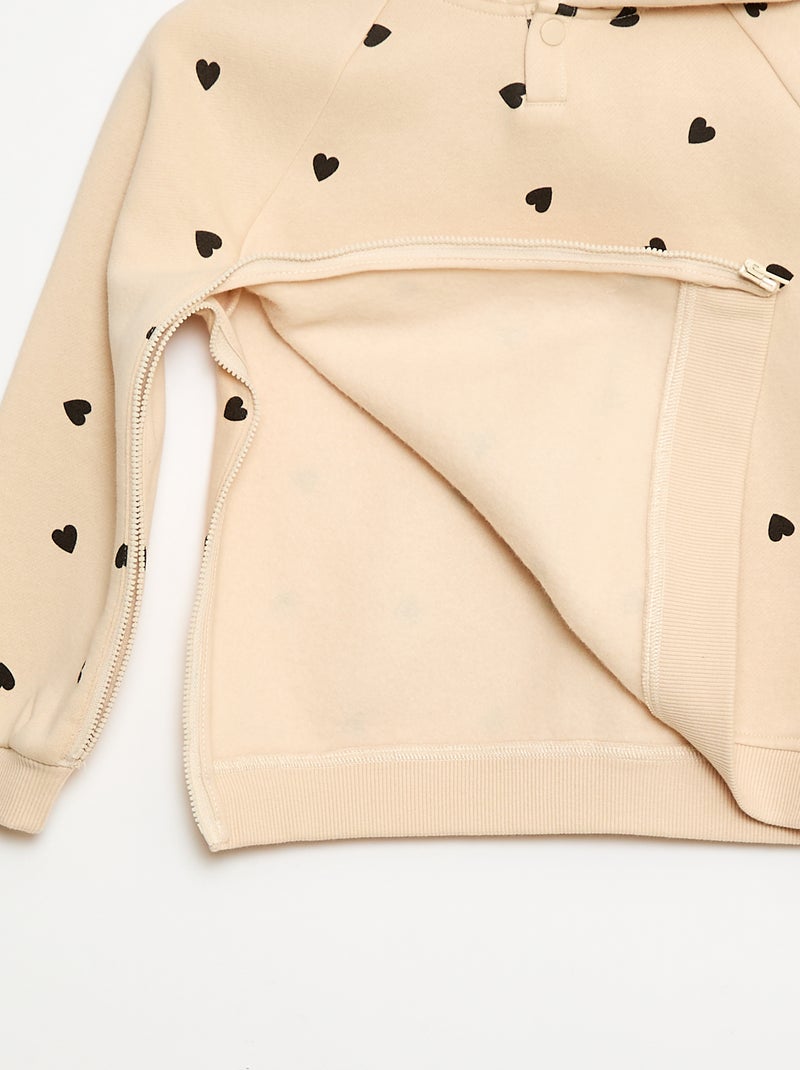 Sweater met zijdelingse ritssluitingen - So Easy Biege - Kiabi