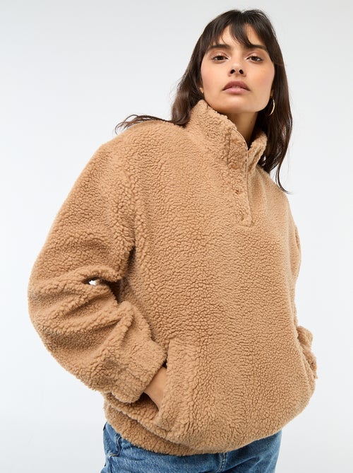 Sweater van bouclé met print - Kiabi