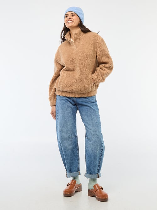 Sweater van bouclé met print - Kiabi