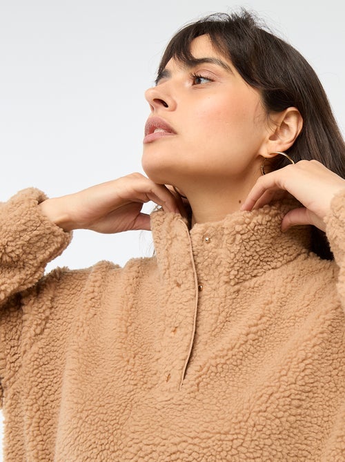 Sweater van bouclé met print - Kiabi