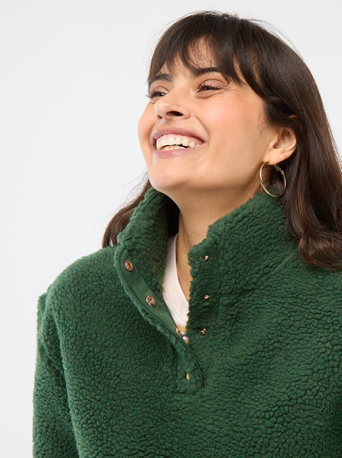 Sweater van bouclé met print - Kiabi