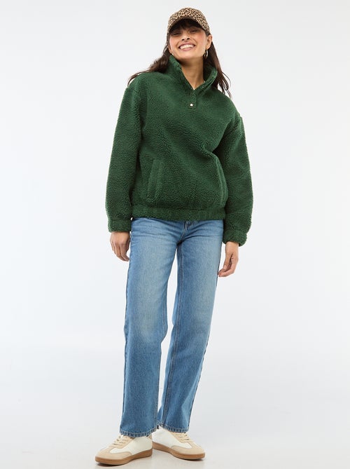 Sweater van bouclé met print - Kiabi