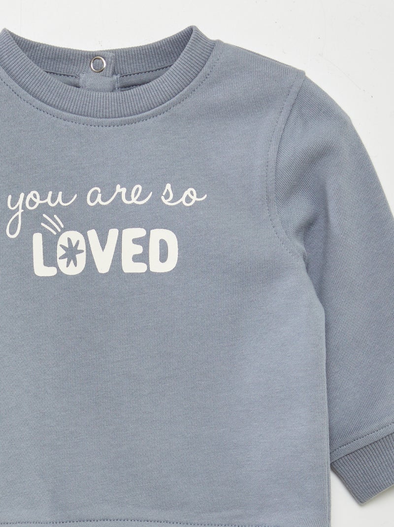 Sweater van dunne joggingstof met print BLAUW - Kiabi