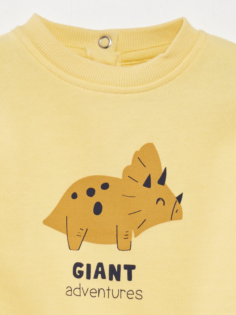 Sweater van dunne joggingstof met print GEEL - Kiabi