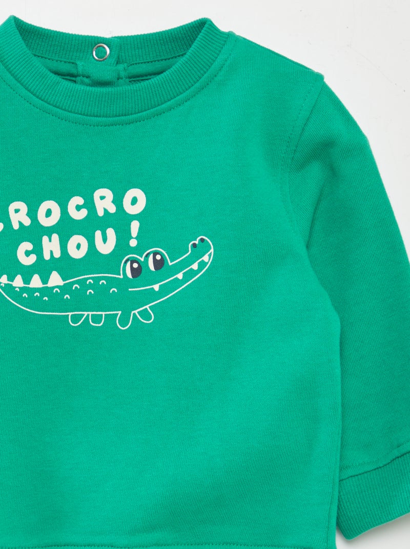 Sweater van dunne joggingstof met print GROEN - Kiabi