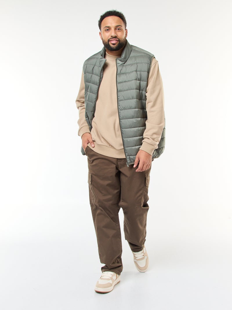 Sweater van dunne joggingstof met print voor/achter Biege - Kiabi