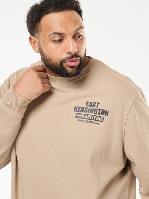 Sweater van dunne joggingstof met print voor/achter - Kiabi