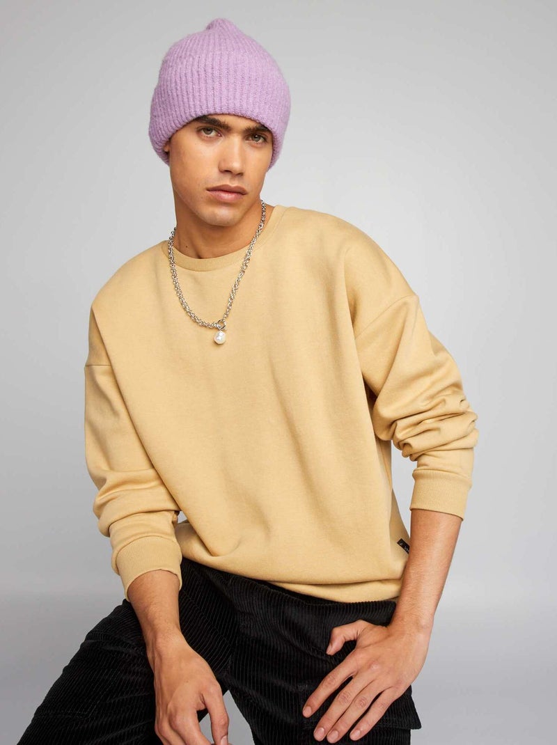 Sweater van effen joggingstof BIEGE - Kiabi