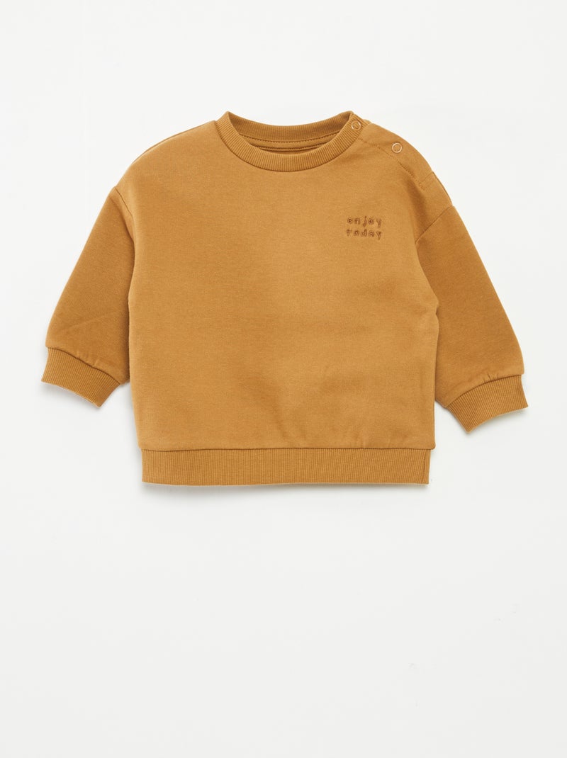 Sweater van effen joggingstof Biege - Kiabi