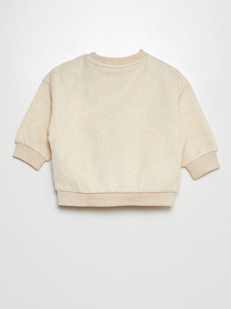 Sweater van effen joggingstof BIEGE - Kiabi